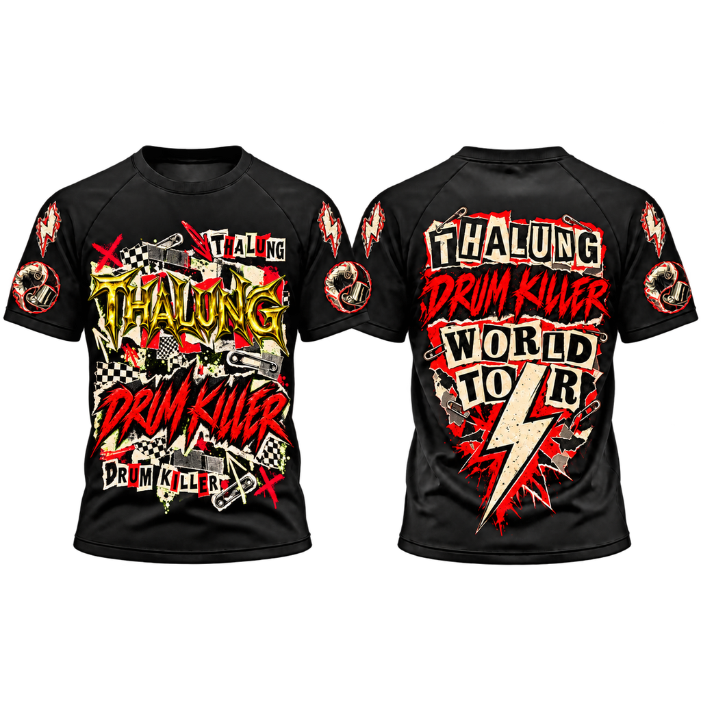 THALUNG DRUM KILLER NEWS PAPER PUNK T-SHIRT