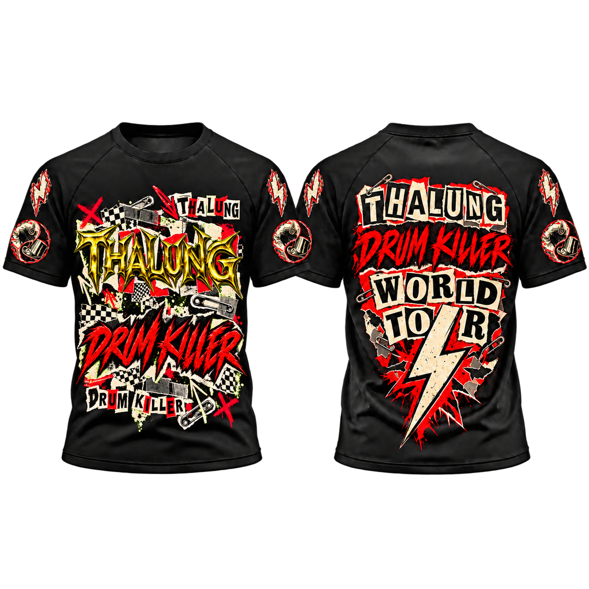 THALUNG DRUM KILLER NEWS PAPER PUNK T-SHIRT