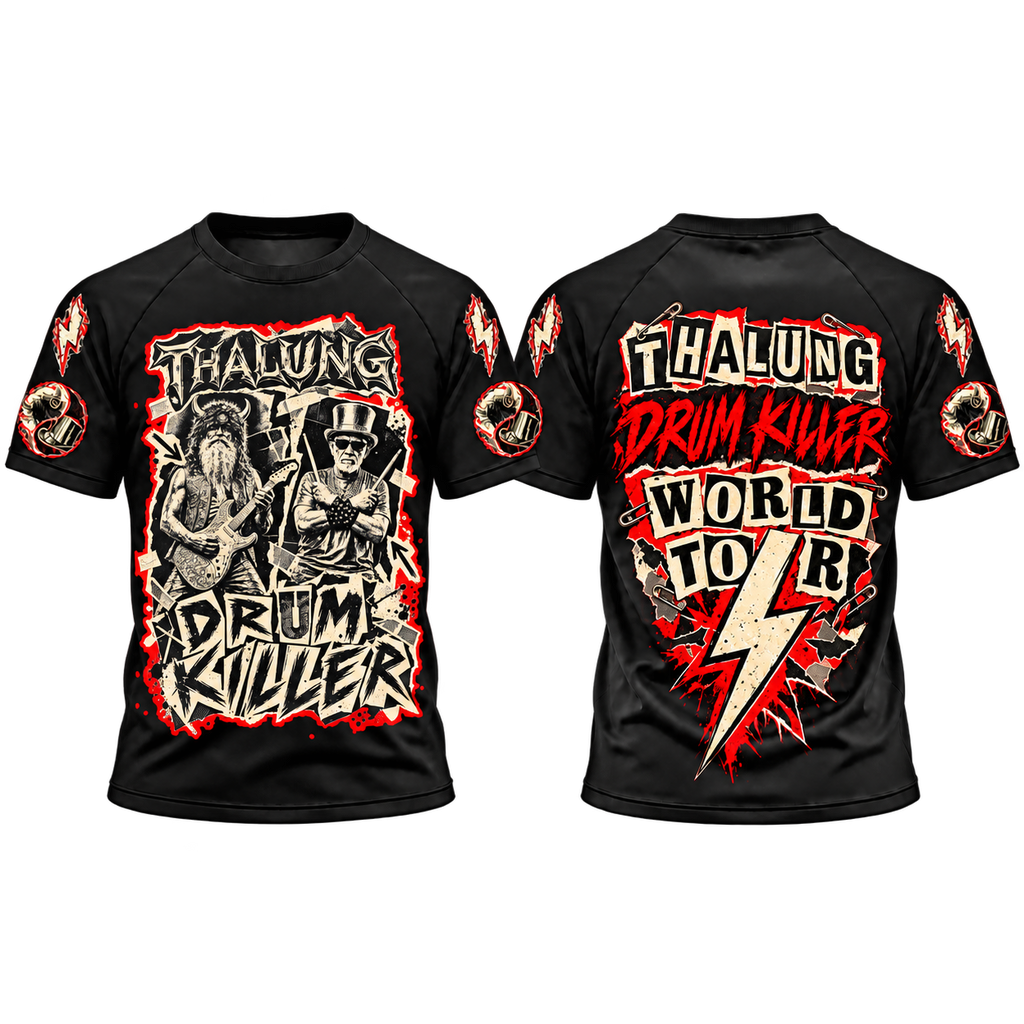 THALUNG DRUM KILLER CUT OUT PUNK T-SHIRT